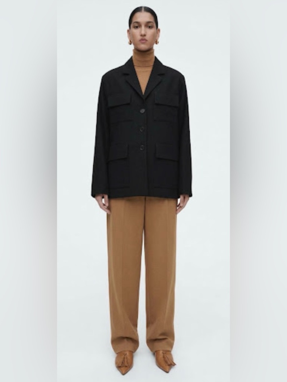 COS Relaxed Single-Breasted Utility Blazer in Black Size  US 6